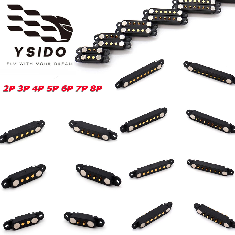 1 คู่กันน้ํา DC Magnetic Pogo Pin Connector 2 3 4 5 6 7 8 Pins/Poles Pogopin ชายหญิง Probe Contact Strip Power Socket