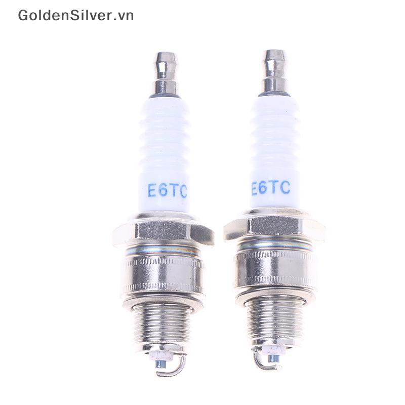 GoldenSilver 1/3 ชิ้นยี่ห้อใหม่รถจักรยานยนต์ Spark Plug E6TC สําหรับสกู๊ตเตอร์ Moped Part เปลี่ยนอุป