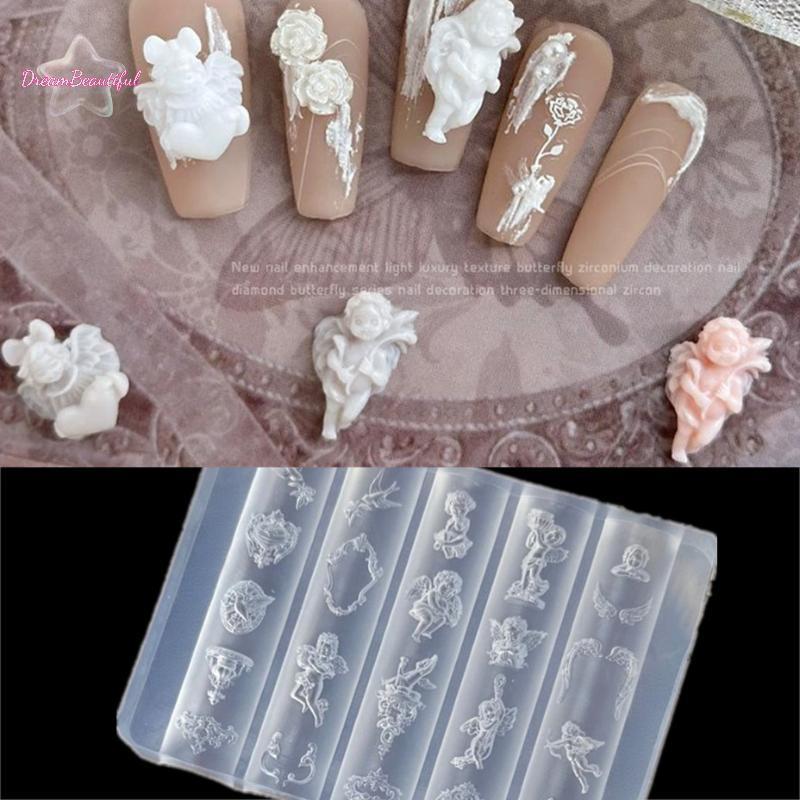  นางฟ้านาฬิกา 3ง ซิลิโคนเล็บแม่พิมพ์หัวใจล็อคเล็บแม่แบบ ทําเอง ตกแต่งเล็บแผ่นปั๊มเล็บออกแบบเครื่องมือใหม่