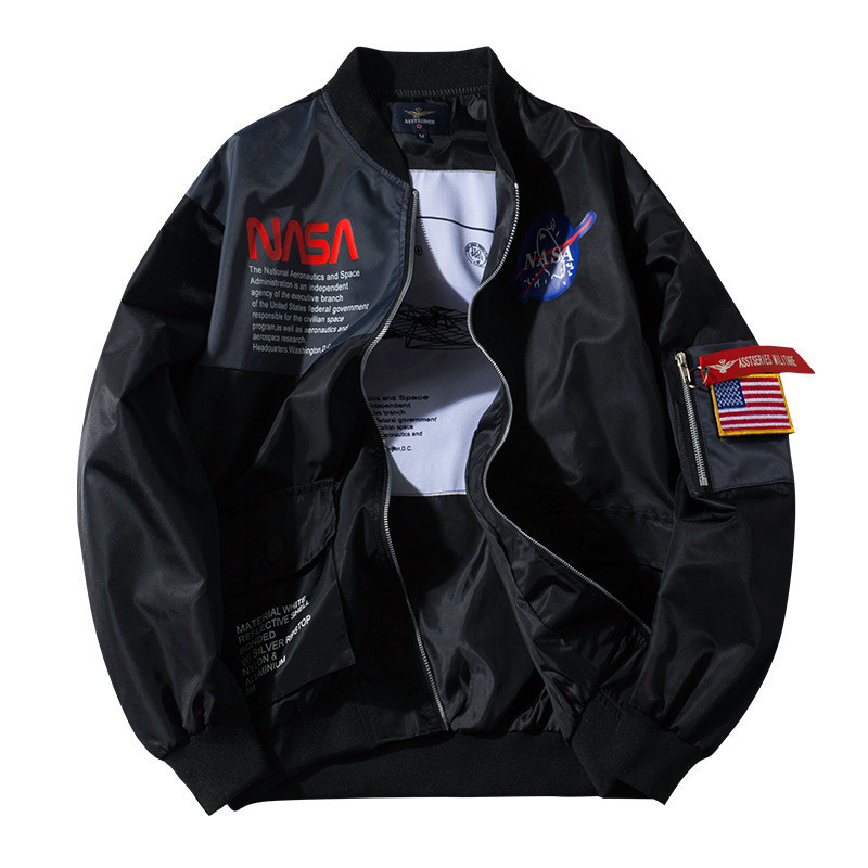 Nasa Co-Branded ma-1 Bomber Jacket ชายนักบินอวกาศ Overalls Jacket ชายหญิง No. 1 เสื้อแจ็คเก็ตสถานียุ