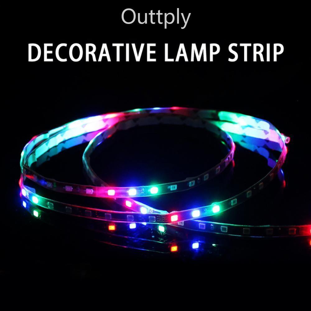 Outtply 1 PC 45 ซม./90 ซม.LED Strip Light SMD 3528 เทปยืดหยุ่นเชือก Stripe Ray เทปโคมไฟภายในรถบรรยาก