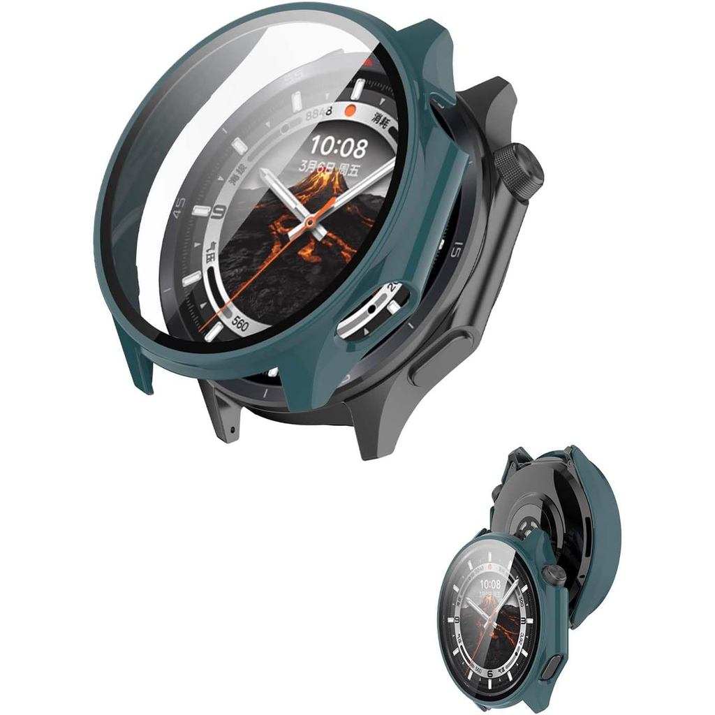 เคสสําหรับ OnePlus Watch 3, ฝาครอบป้องกันนาฬิกาอัจฉริยะ,ฟิล์มกระจกนิรภัย 9H ในตัว,พีซีแบบแข็ง,ติดตั้