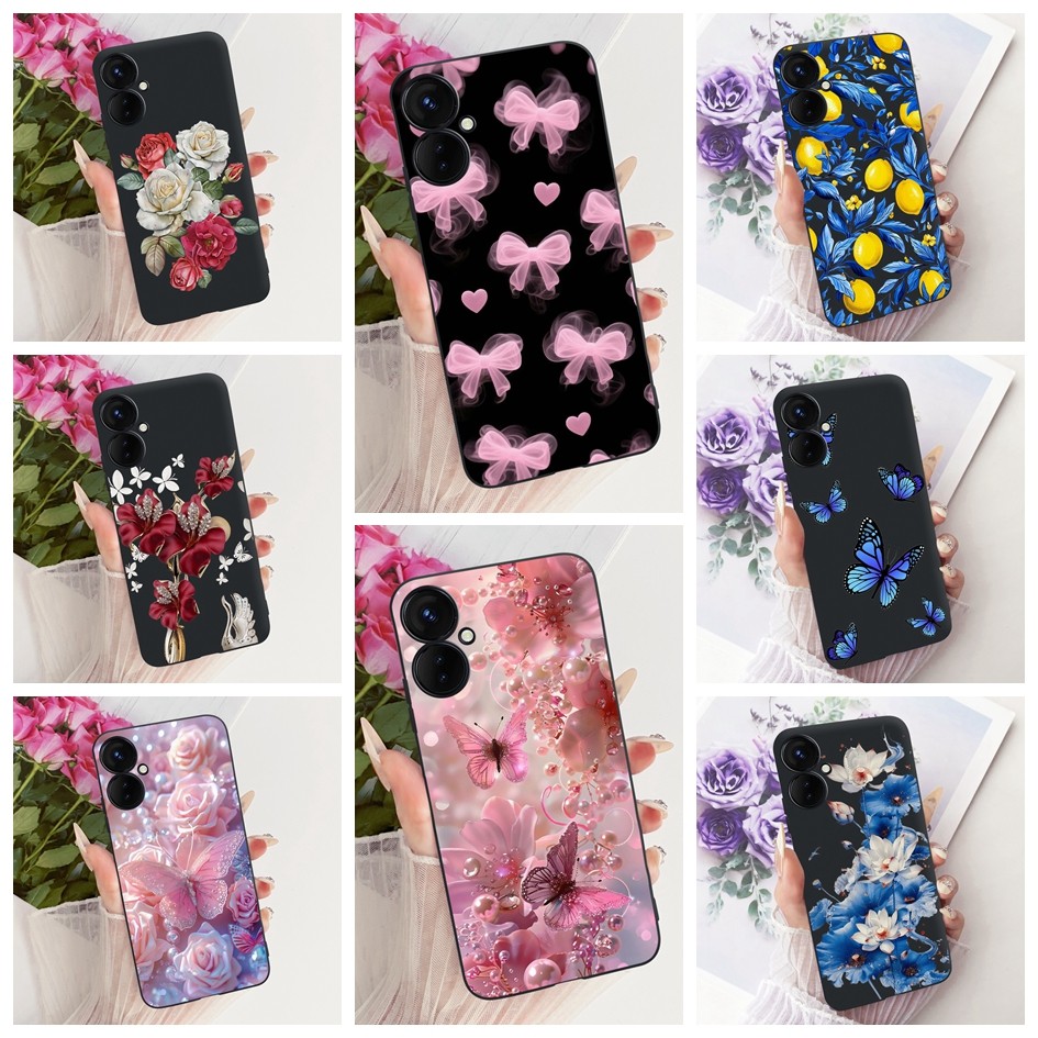 ปลอกอ่อนสําหรับ Tecno Spark 9 Pro KH7 / Spark 9T KH6 เคสโทรศัพท์แฟชั่นใหม่ดอกไม้ผีเสื้อซิลิโคน TPU ก