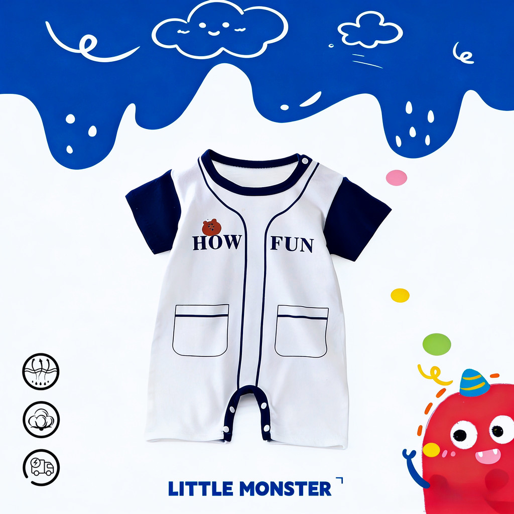 ชุดเด็กแรกเกิด บอดี้สูท รอมเปอร์ เสื้อเด็กยูกาตะ อายุ 0-9 เดือน ผ้าฝ้ายเกรด A 100% 0-15เดือน D-D