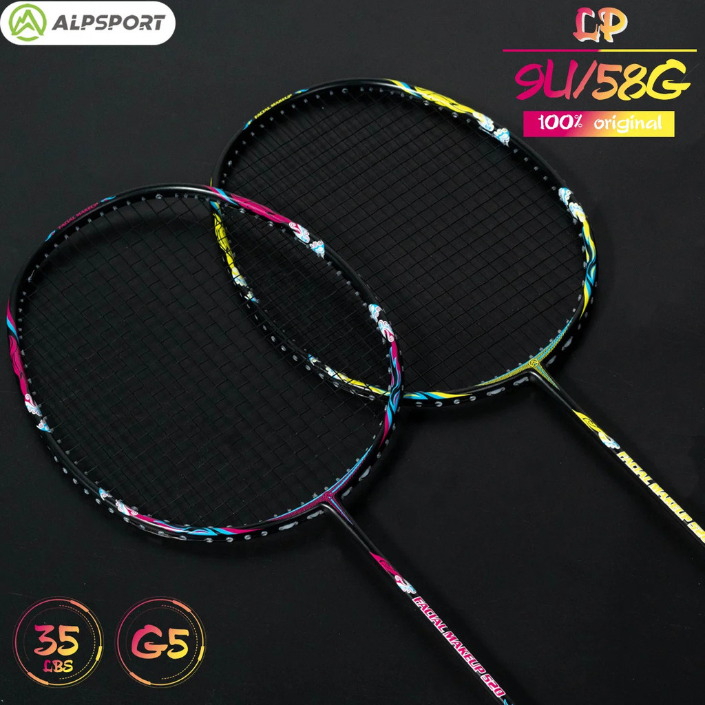 Alpsport Lp Pro 9u/64g/g5 Max 35lbs ไม้แบดมินตันน้ําหนักเบาพิเศษสองด้าน 100% (รวมกระเป๋าและสตริง