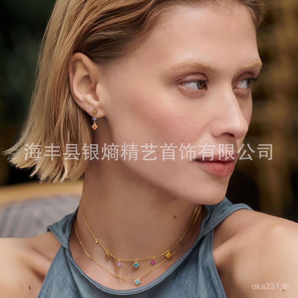 สร้อยคอมินิดอกไม้สี่ใบSterling Silver AGS925 สไตล์แฟชั่นและหรูหรา