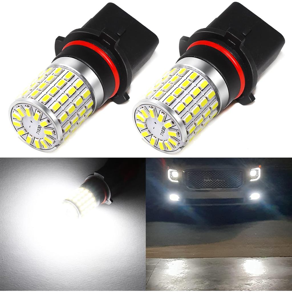 PHINLION PSX26W 12278 LED Fog Lights, PWY26W H28W LED DRL Bulbs, 2000 Lumens Super Bright 3014 72-SM