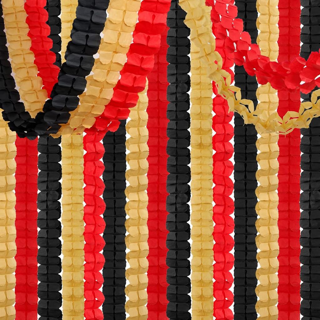 Red-Black Gold Party-Decorations Streamers Garland - 12pcs Casino-Theme Graduation 2025 4-Leaf Clove