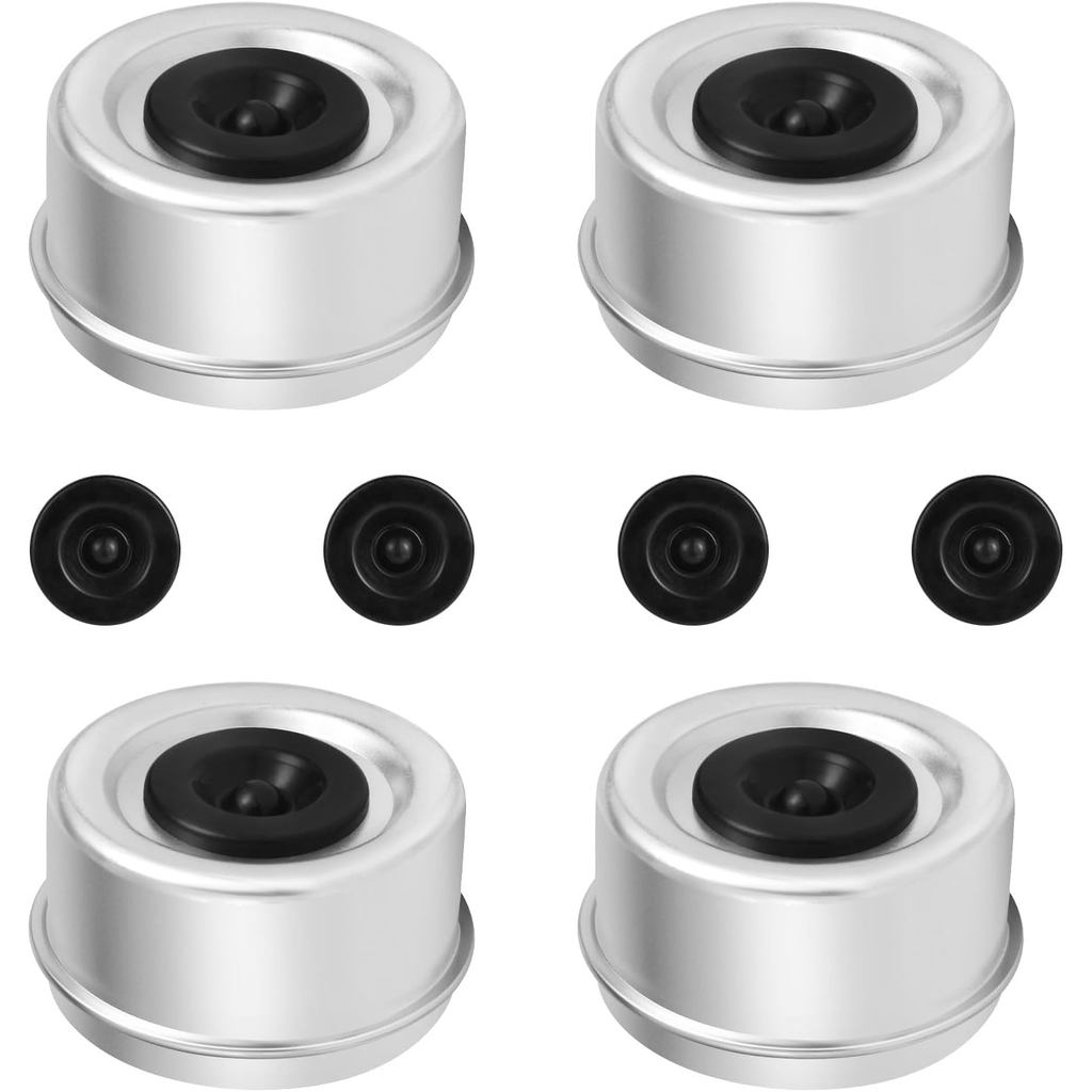 4Pack 2.72'' Trailer Hub Cap Trailer Wheel Bearing Dust Cap with Extra 4 Rubber Plugs Trailer Axle D