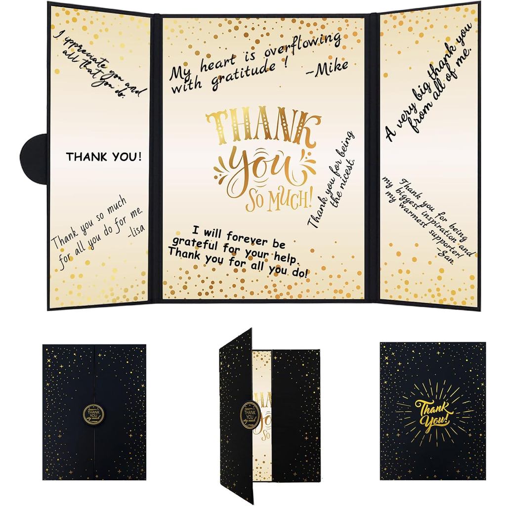 Vlipoeasn Thank You Card Guest Book Alternative, Black Gold Thank You All You Do, Thank You Sign,Gra