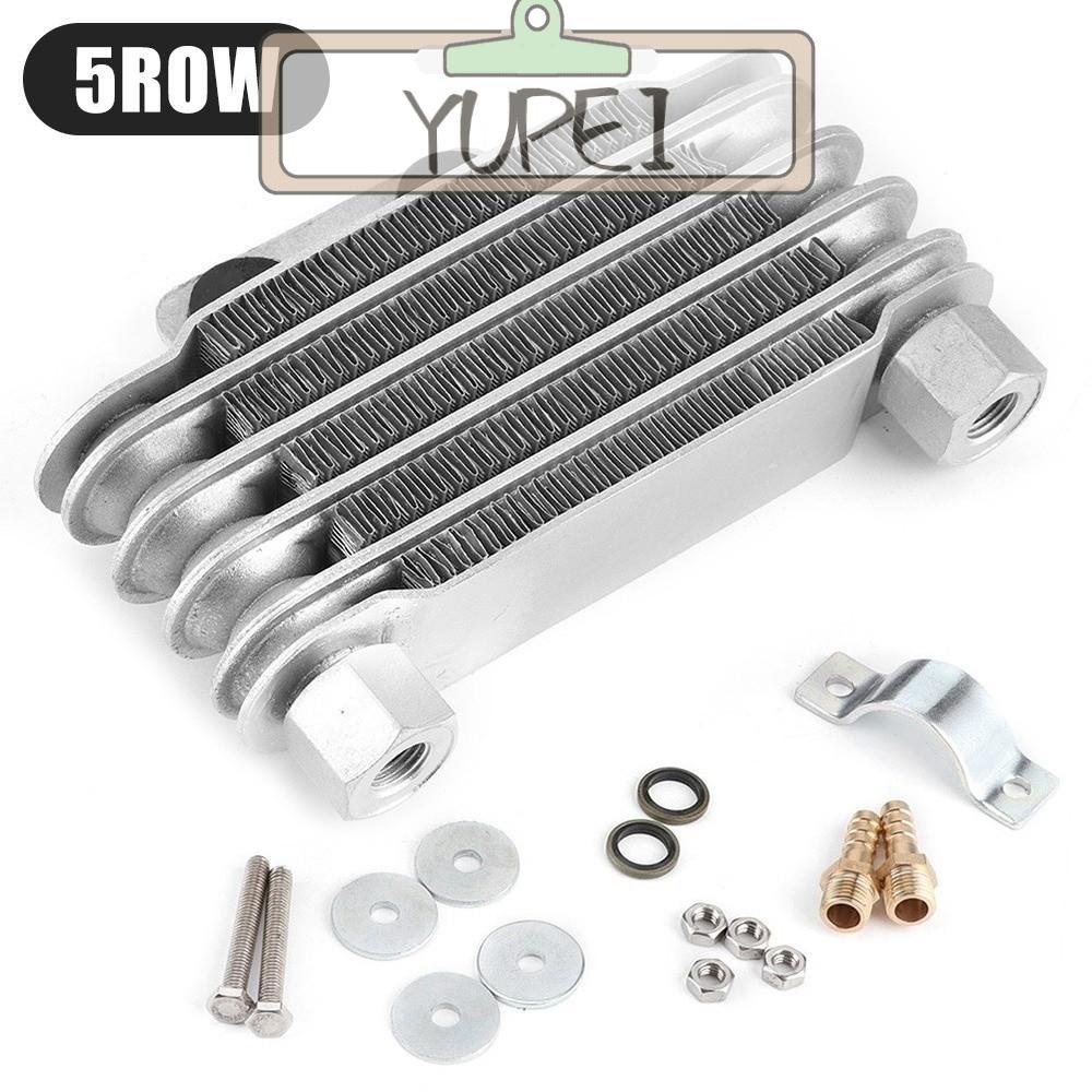 YUPEI Universal Oil Cooler, ทนทาน 5 แถว Original Oil Cooler, อลูมิเนียม 65ml หม้อน้ําเครื่องยนต์รถจักรยานยนต์สําหรับ 100-250CC มอเตอร์ Dirt