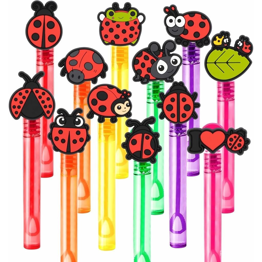 Ladybug Party Favors สําหรับเด็ก – 24 ชิ้นน่ารัก Bug-Themed Bubble Wands, เหมาะสําหรับอุปกรณ์วันเกิด
