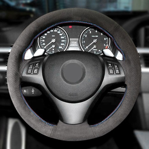 Black Suede Leather Steering Wheel Cover For BMW M Sport 3 Series E90 325i 330i