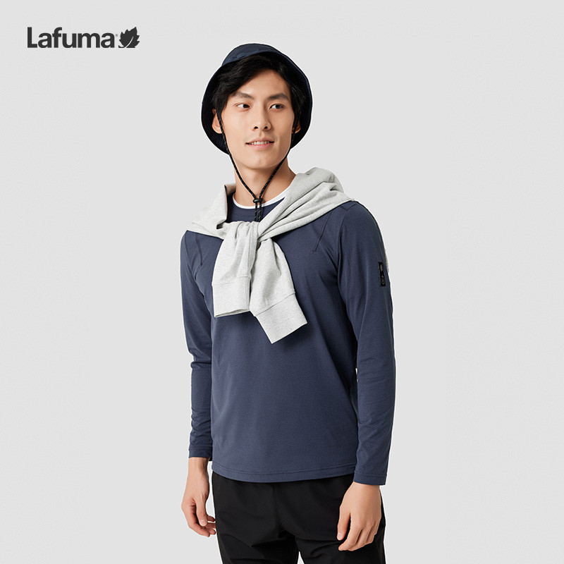 เสื้อยืดแขนยาว LAFUMA สำหรับผู้ชาย สไตล์กีฬารอบคอดีไซน์สำหรับฤดูใบไม้ผลิ และการใช้งานกลางแจ้ง LMTS3A