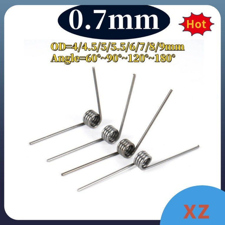 Sus304 d0.7mm OD4/4.5/5/5.5/6/7/8/9mm V-shaped spiral torsion spring angle 60/90/120/180 องศา[XZ-FC]