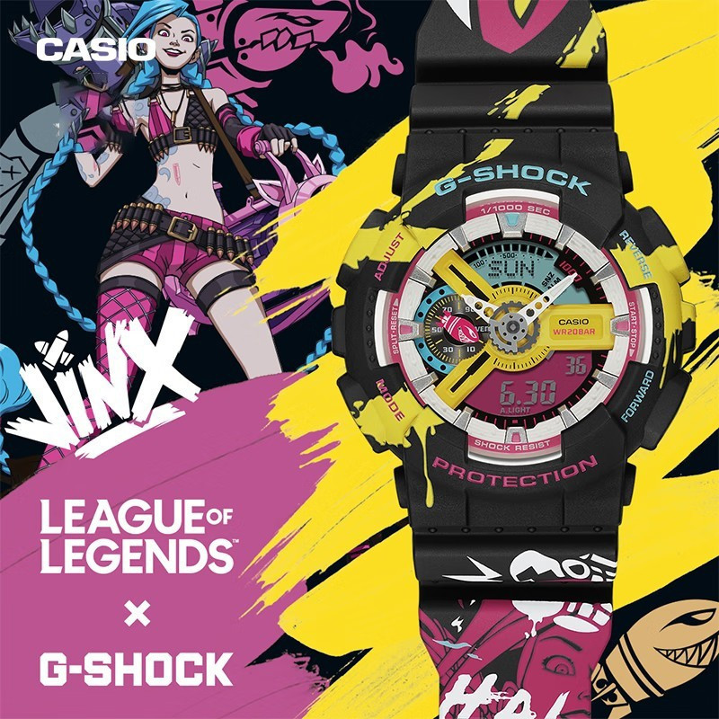 DABAO G-Shock ญี่ปุ่น GA-110 LOL Jinx League of Legends เกมกีฬานาฬิกา 110LL-1A กันน้ํา V846