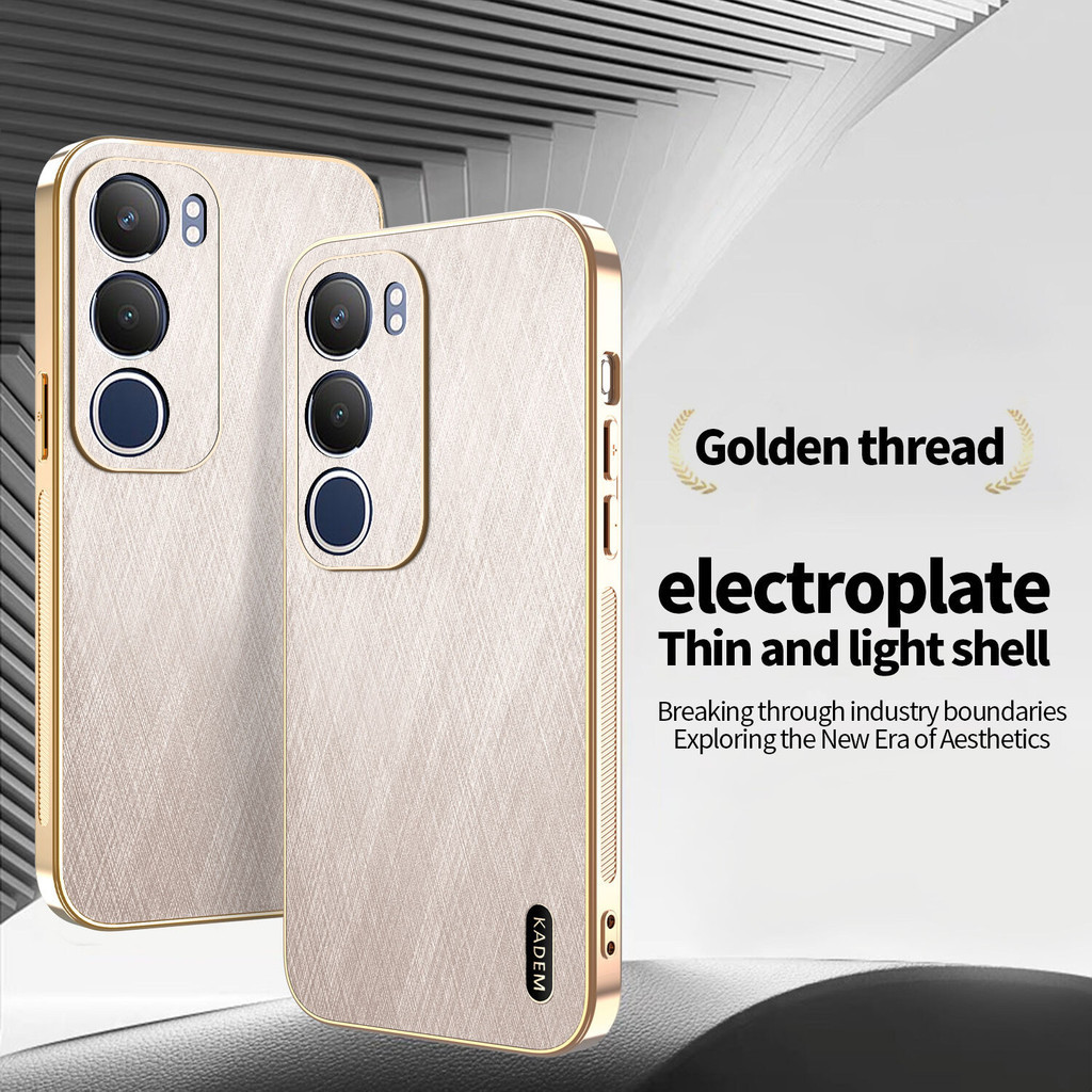 19S Pro กรณี Vivo Y19S VivoY19S VivoY19SPro Y19SPro ผ้าไหมรูปแบบหรูหรา Electroplated ทองเคสโทรศัพท์ก
