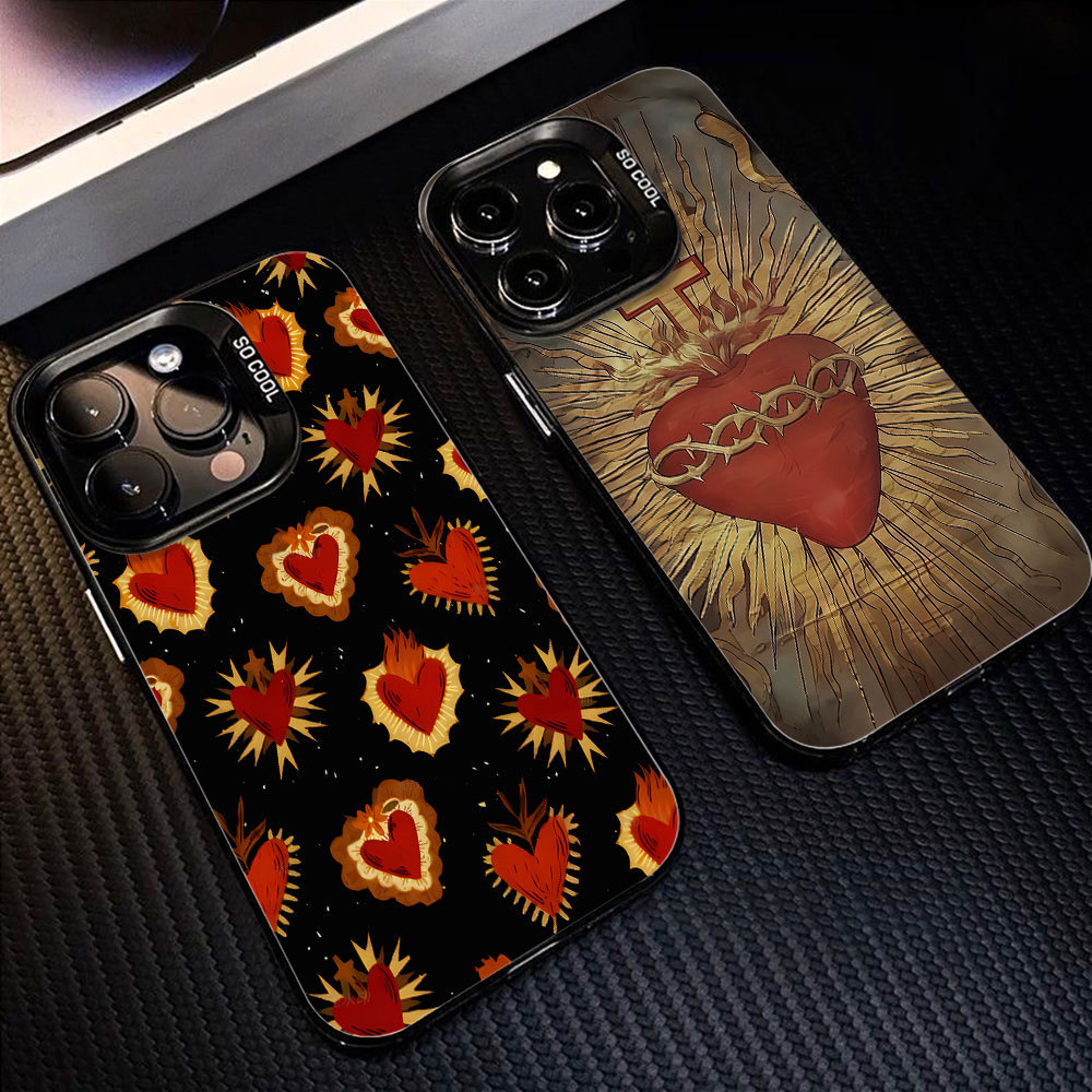 รูปหัวใจย้อนยุค เคสโทรศัพท์ iPhone 17 Air 11 15 12 13 16 14 Pro Max XR 7 8 Plus XS Max X SE 2020 2022เปลือกแข็งกันกระแทก