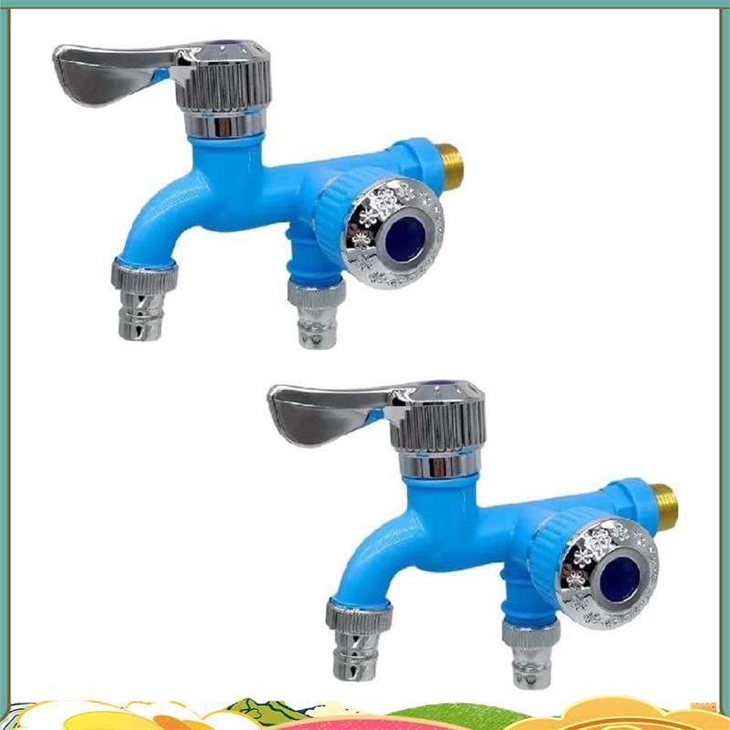 2PCS 2 Way Faucet Faucet Splitter Garden Hose Splitter Water Spirgot Splitter, Outdoor Double Taps W