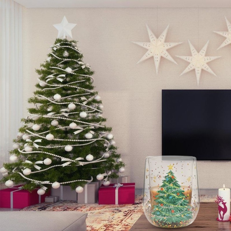 ถ้วยแก้วต้นคริสต์มาสติดผนังคู่ - เครื่องดื่มที่หรูหราสําหรับชุมนุมสํานักงาน - รูปที่ 6