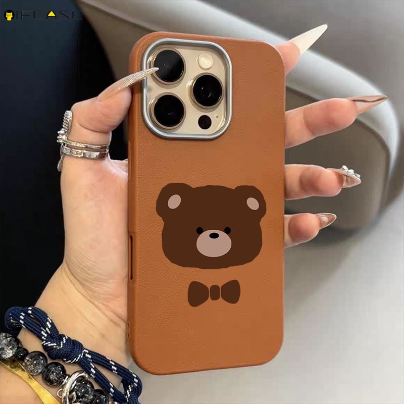 สําหรับ Samsung Galaxy A55 A35 A25 A54 A34 A24 A73 A53 A33 A23 M13 M23 F23 เคสโทรศัพท์พร้อมเชือกเส้นเล็กน่ารักหมี Bow Tie Bowknot การ์ตูนลิ้นจี่สีน้ําตาลปลอกอ่อนกรณีปก - รูปที่ 6