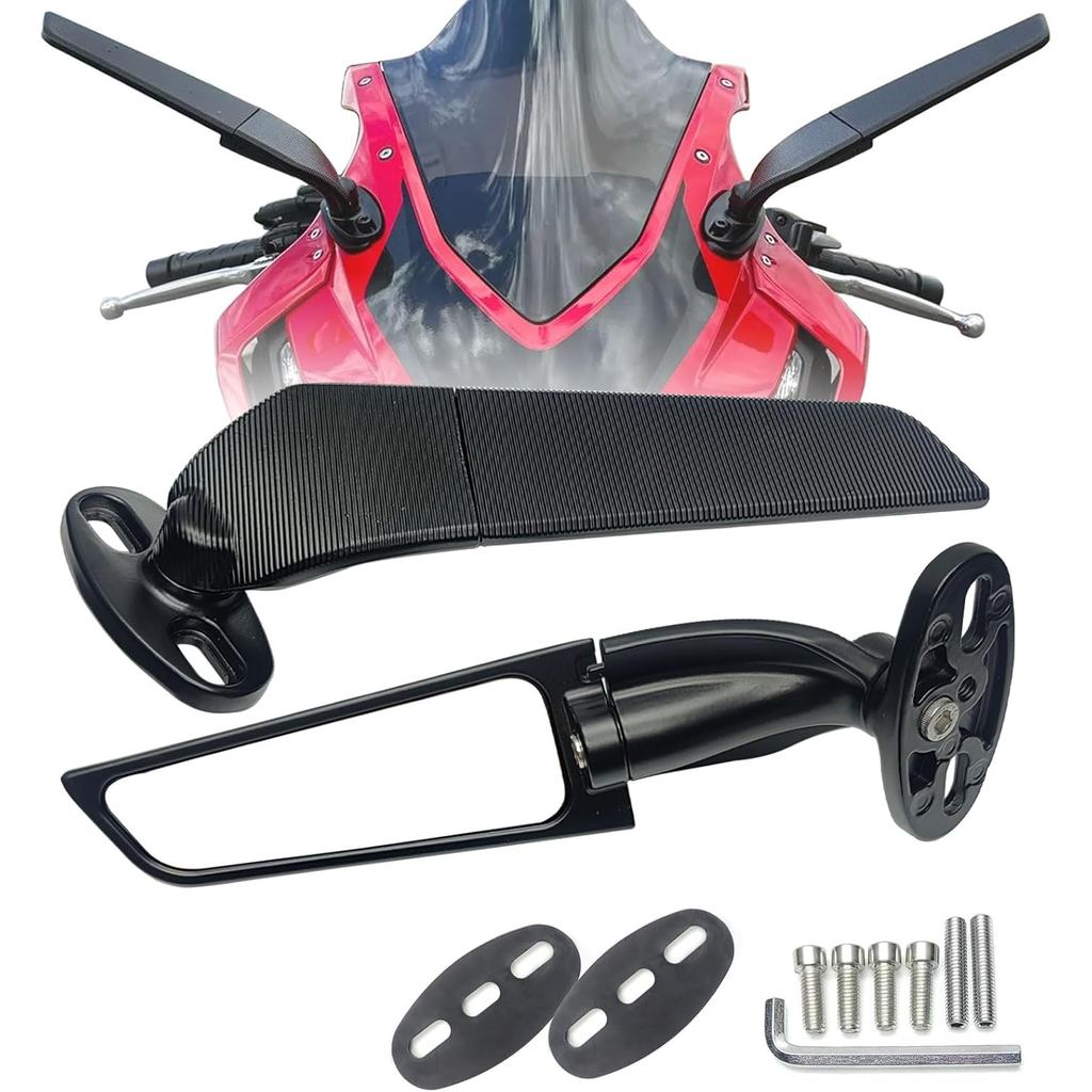 กระจกรถจักรยานยนต์ Stealth ลมปีกด้านข้างกระจกมองหลังใช้งานร่วมกับ 2025 Ninja 500 400 650 300 ZX6R ZX