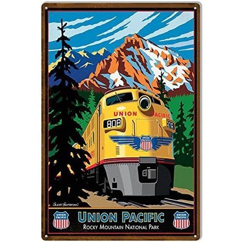 ป้ายดีบุก Union Pacific, Union Pacific Reproduction Railroad ป้ายโลหะ 8" X 12" นิ้ว
