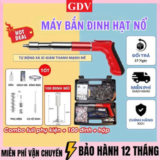 Máy Bắn Đinh Hạt Nổ GDV Kapusi Bắn Đinh Bê Tông Tay Cầm Đỏ - TẶNG KÈM 100 ĐINH, Đóng Đinh Dễ Dàng, Bộ Giảm Thanh Đôi