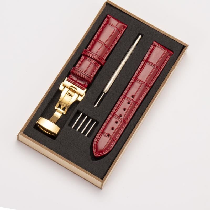 เหมาะสําหรับสายนาฬิกาหนังแท้สุภาพสตรีสีแดงนาฬิกา Armani Gypsophila สีดํา Samurai 14mm22m