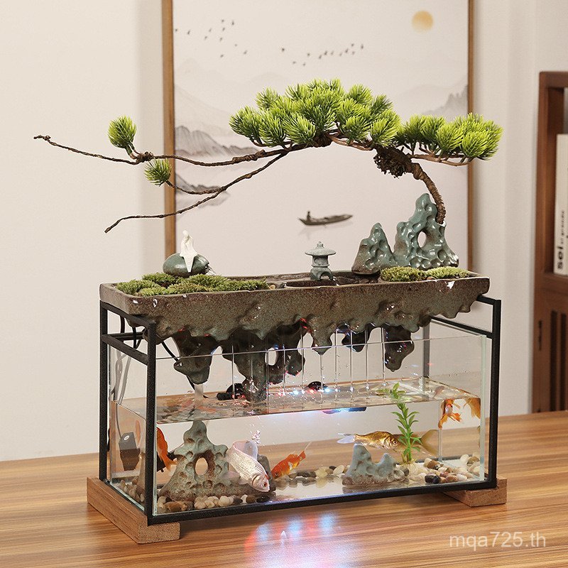 น้ําไหลทําเงินโชคดีโชคลาภโอนตู้ทีวีสก์ท็อปน้ําหมุนเวียนของขวัญพิธีขึ้นบ้านใหม่ตกแต่งห้องนั่งเล่นน้ํา