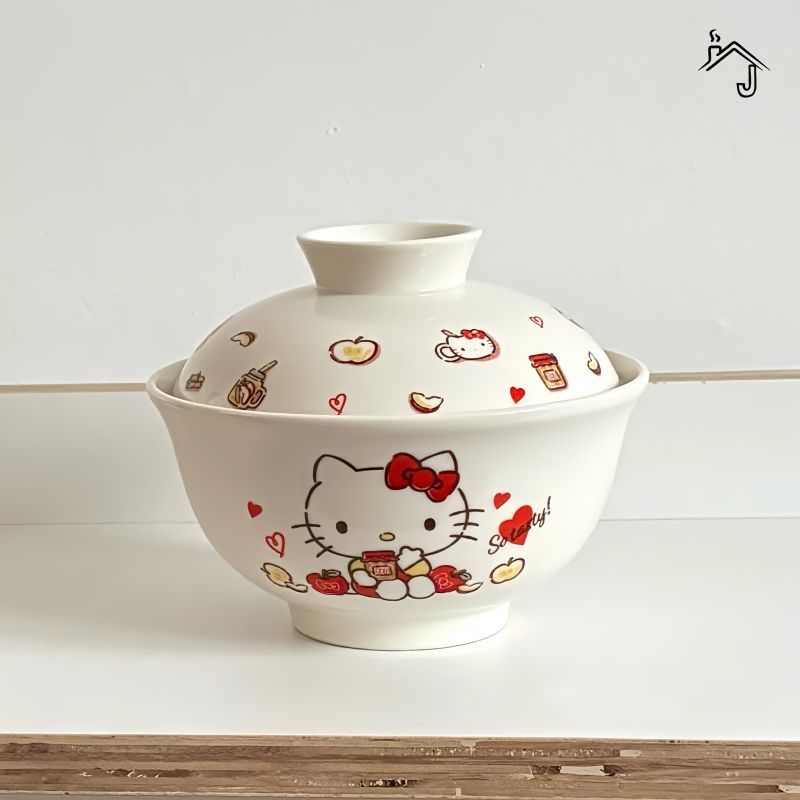 [JJ HOME] HelloKitty Hello Kitty ชามเซรามิกการ์ตูนความจุขนาดใหญ่บะหมี่กึ่งสําเร็จรูปซุปชามก๋วยเตี๋ยว