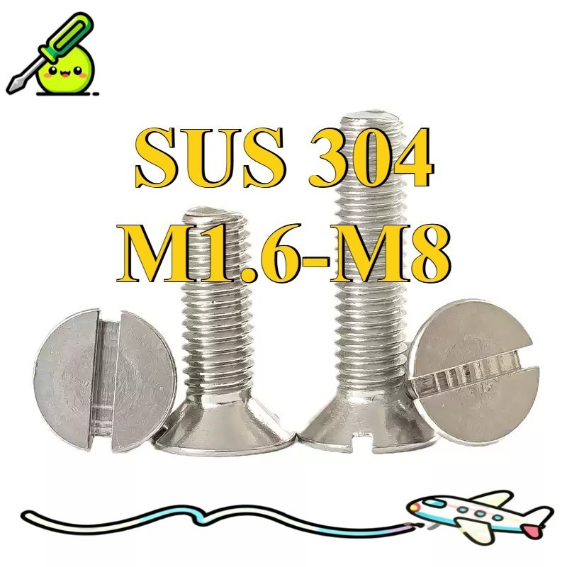 GB68 304 สแตนเลส one-word slot consunk หัวสกรู slotted แบนหัวสกรู M1.6M2M2.5M3M4M5M6M8M10xc-f2