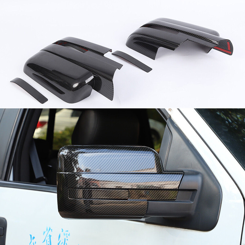 สําหรับ Ford F150 09-14 คาร์บอนไฟเบอร์ ABS ภายนอกประตูด้านข้างกระจกมองหลัง A