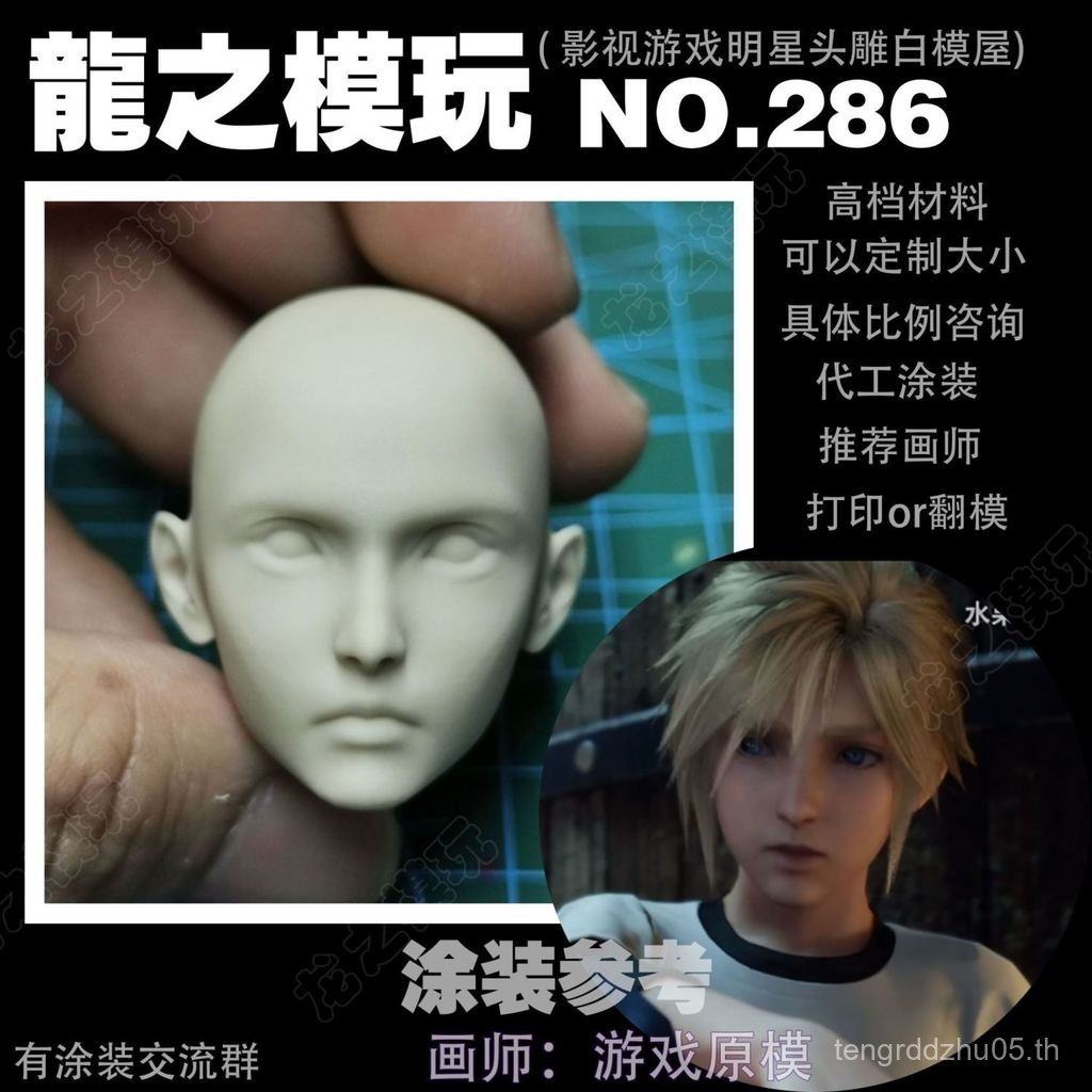 1/6 1/12 1/18FF7 Final Fantasy 7 Remake Version วัยรุ่น Claude ทหารแกะสลักหัวสีขาวรุ่น 286