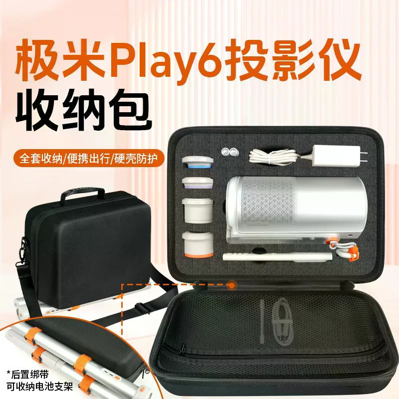 เหมาะสําหรับ Nuts P5X/XGIMI Play6 กระเป๋าเก็บโปรเจคเตอร์ Hard Shell Shock-proof แบบพกพากระเป๋าเป้สะพ