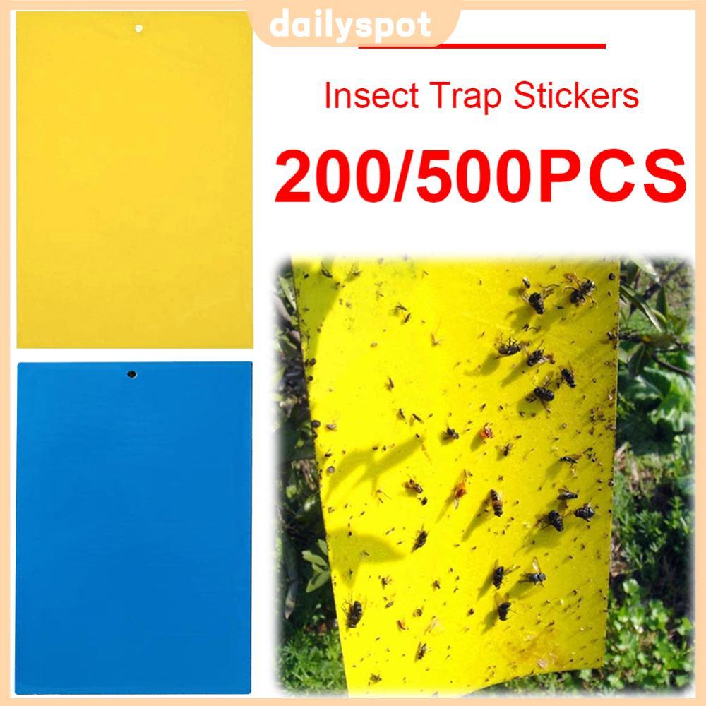 ⚡24ชม.⚡200/500 ชิ้น Dual-Sided Sticky Traps กันน้ําแมลงวัน Traps Sticky กาวบอร์ดแมลง Pest Killer สําหรับ Whiteflies Leafminers