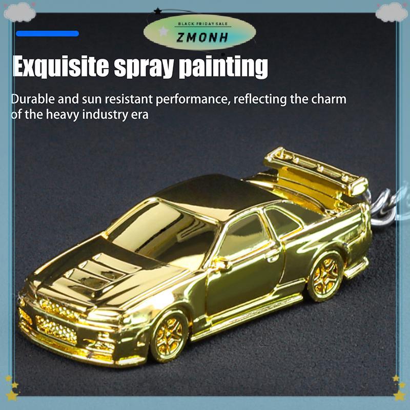 ZMONH 1:64 Scale GTR-R34 RS7 รถของเล่นรถโลหะDiecastพวงกุญแจElectroplatingภาพวาดพวงกุญแจเด็กสําหรับเพ