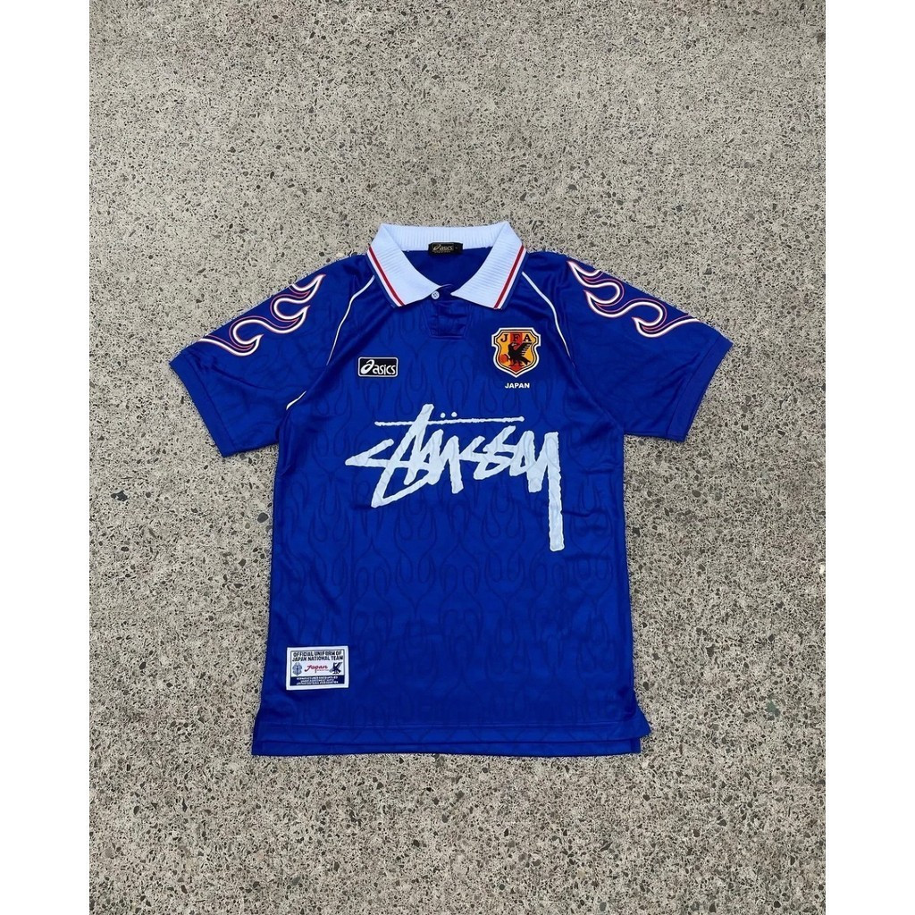 Stssy X JAPAN Jersey เสื้อแขนสั้นผู้ชาย polo เสื้อแข่ง