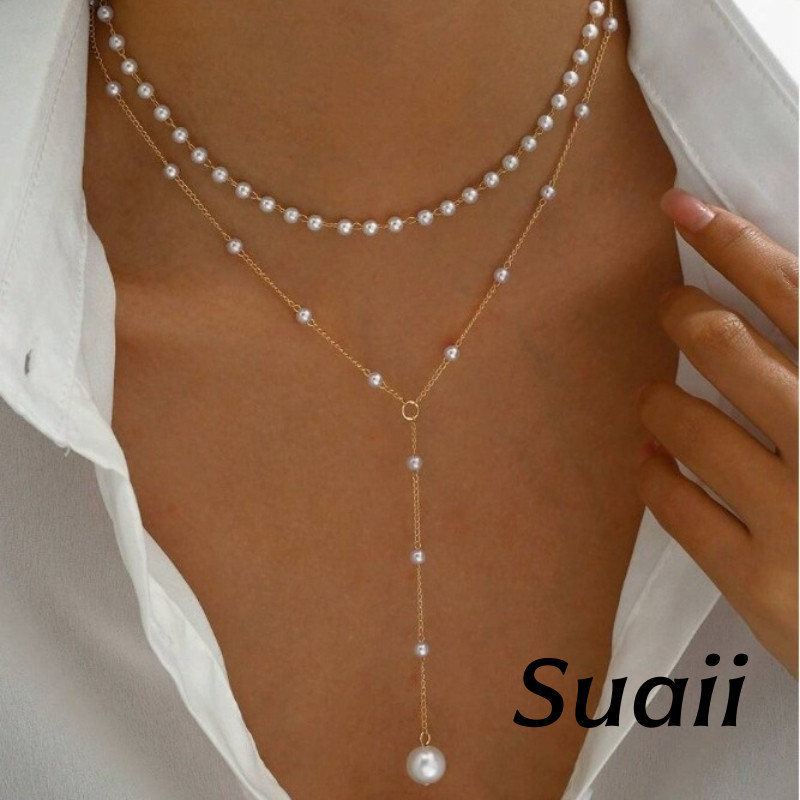 [ที่กําหนดเอง] สร้อยคอมุกจําลองโซ่มุกยาวและโซ่ Echo A525