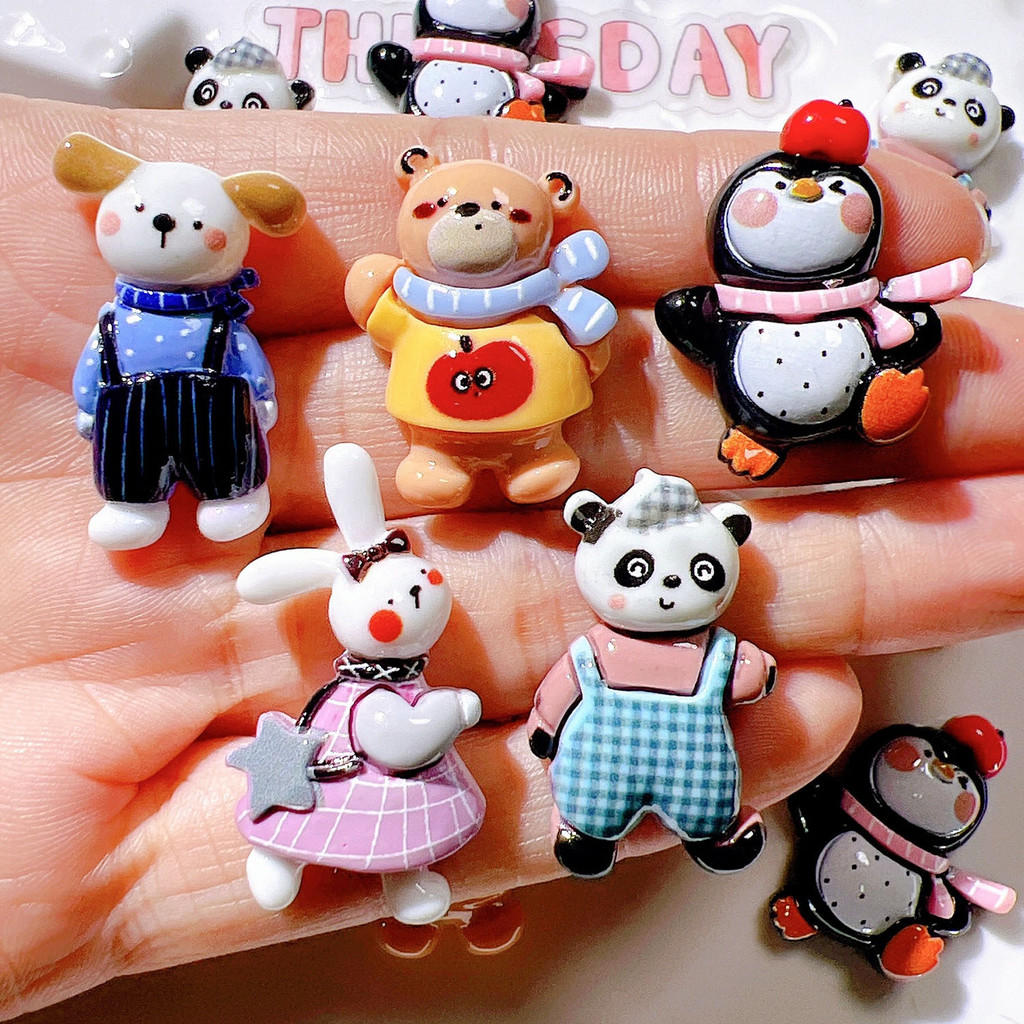 ชิ้นส่วนประดับรูปสัตว์น่ารัก 10 ชิ้น/เซ็ต สำหรับตกแต่งรองเท้าและคลิปผม