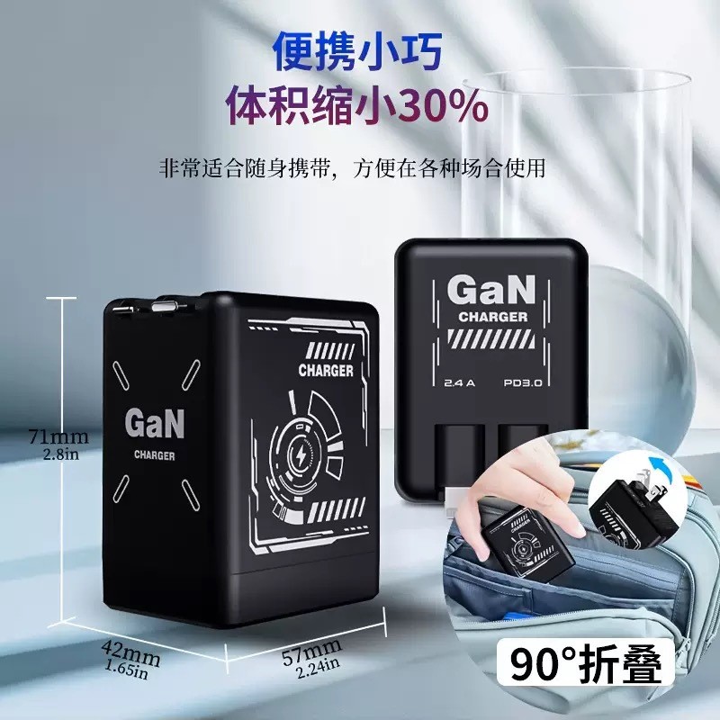 แบบพกพาสายคู่ GaN Wall Charger 120W High-Power Fast รูปที่ 2