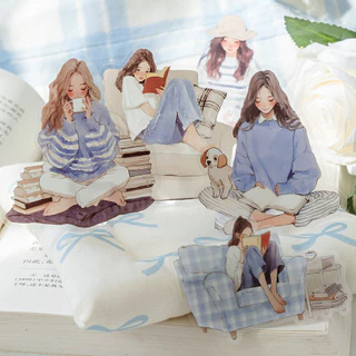 Journamm 30pcs สติกเกอร์สมุดภาพ Vintage Elegant วรรณกรรมอ่านสาว Scrapbooking Junk Journal หัตถกรรมปักสติกเกอร์ตกแต่ง