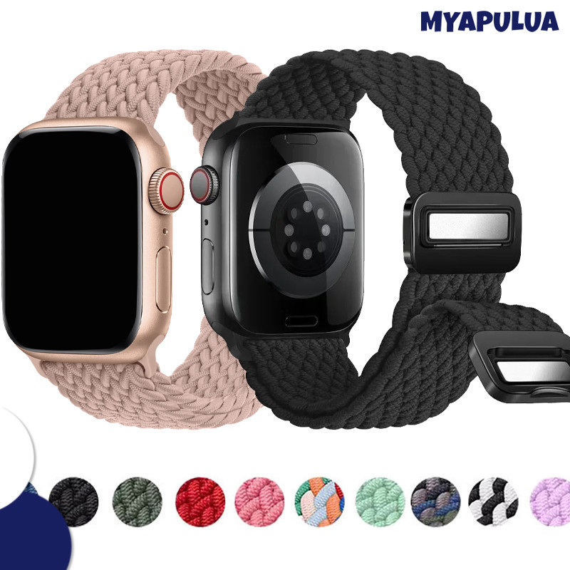 สายรัดไนลอนแม่เหล็กยืดหยุ่น for IWatch 49มม Apple Watch Ultra 3 2 Series 11 10 9 8 7 6 5 4 SE 3 2 46 45 44 42 41 40 38มม