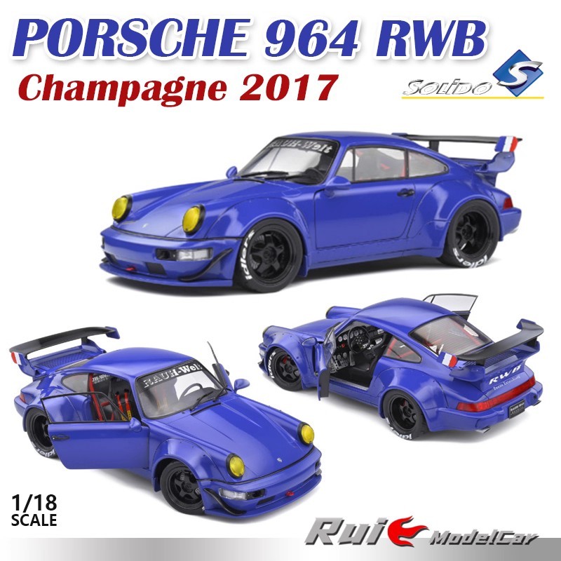 1: 18 Solid Porsche Porsche 964 RWB แชมเปญ 2017 รถรุ่น