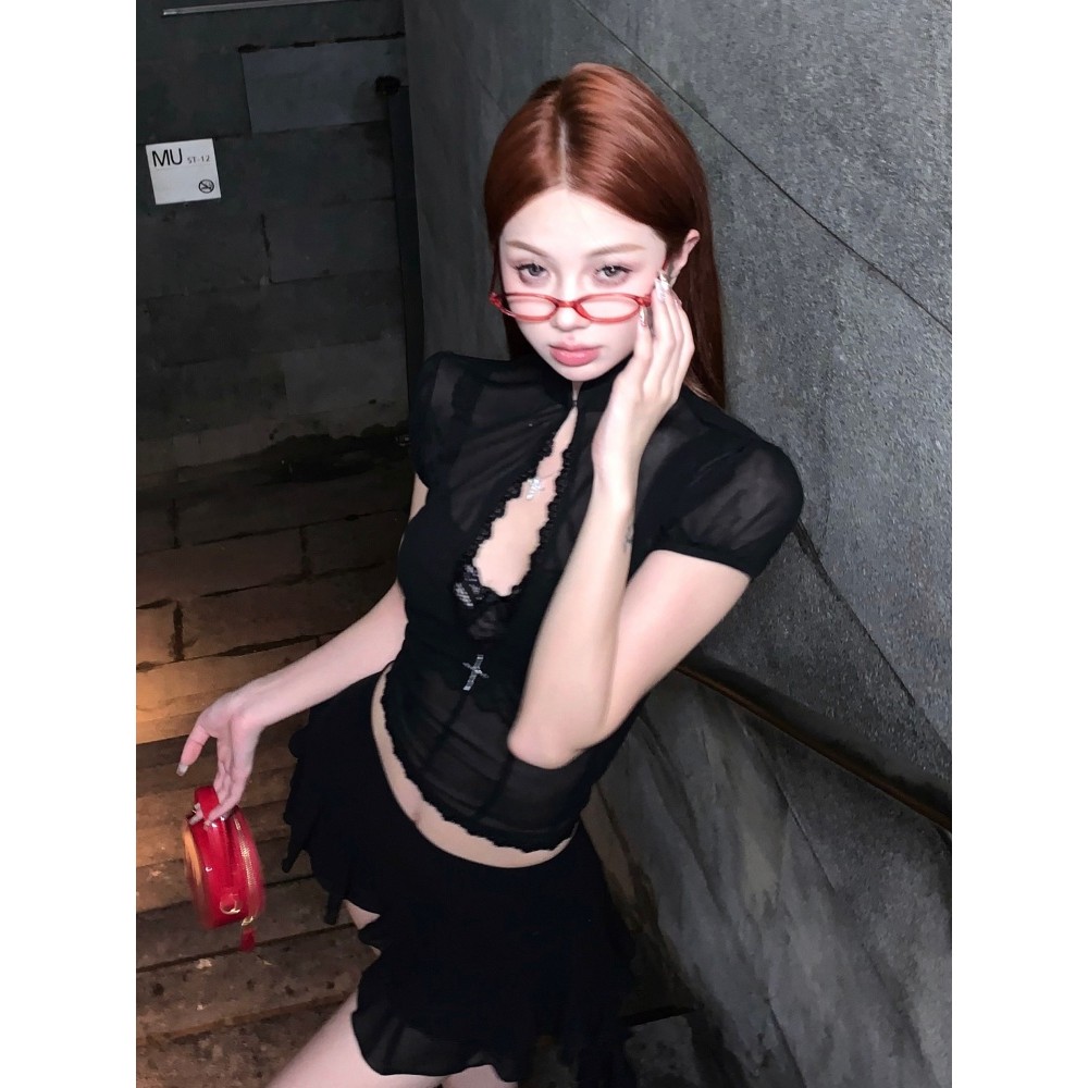 L.A Shop★เสื้อคุณภาพดี เสื้อยืดครอปแขนสั้น ดีเทลเว้าหลังอยู่ น่ารักมากๆผ้าซีทรู เข้ารูป เซ็กซี่ “FY5072” ราคา ถูกที่สุด ดีลบีเคเค แกลเลอรีภาพที่ 4