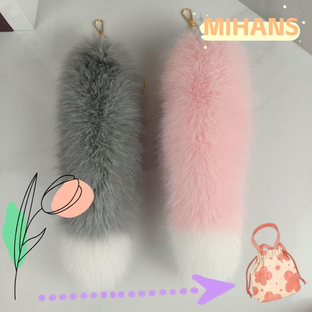 MIH Faux Fur Tail พวงกุญแจ, Warm Soft Plush Therian Tail กระเป๋า Charms, แฟชั่นหนาขนาดใหญ่ Fluffy FU