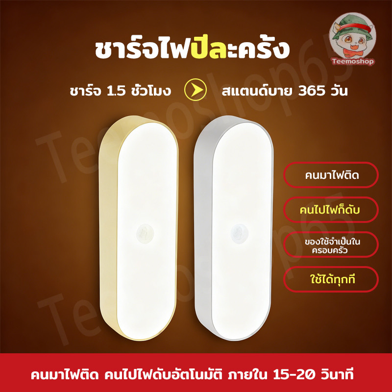ไฟตู้เสื้อผ้าแบบแท่ง LED ไฟเซนเซอร์อัตโนมัติ เซนเซอร์คนเข้าใกล้ ชาร์จ USB ติดด้วยแม่เหล็ก ถอดง่าย