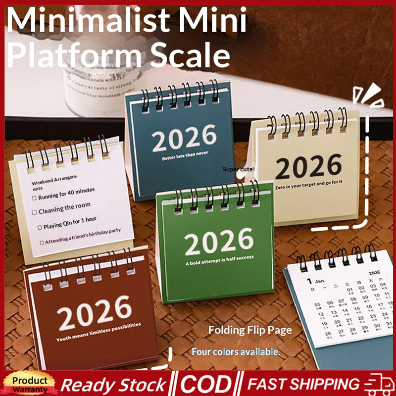4ชิ้น2026ปฏิทินตั้งโต๊ะหนามินิโต๊ะปฏิทินสร้างสรรค์แบบพกพาขดลวดปฏิทินวางแผนสําหรับโต๊ะทํางานหรือสํานักงานใช้