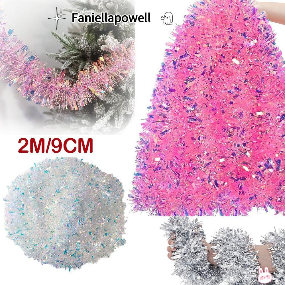 FANIELLAPOWELL ตกแต่งคริสต์มาส Strip, 2 M/9 ซม.DIY คริสต์มาส Glitter Garland, แถบที่มีสีสันพวงหรีด Tinsel ริบบิ้น Tinsel พู่ Garland เครื่องประดับสําหรับปี