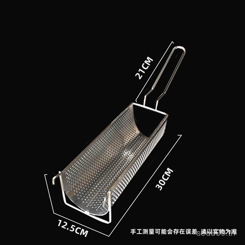 ตะแกรงทอดสแตนเลสตะกร้าทอดสุทธิ 30 ซม.French Fries ขยาย French Fries Slot ตารางน้ํามันท่อระบายน้ํายาว